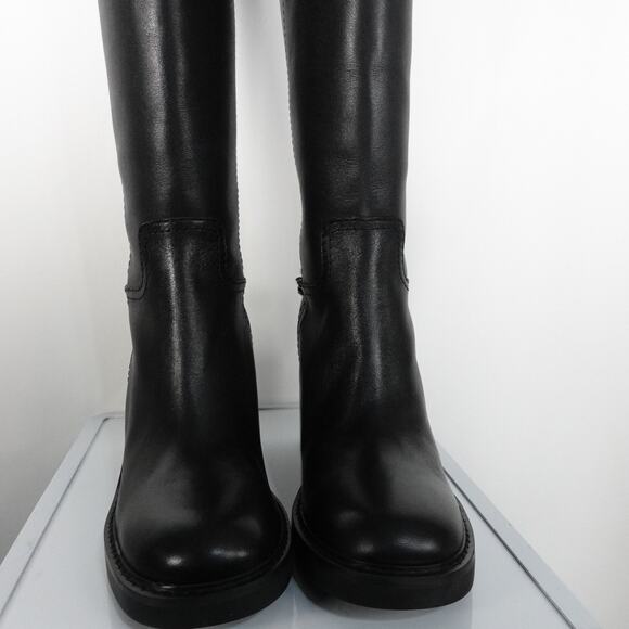 New Imperfect Michael Kors Women's Carlisle Leather Riding Boot Black 7WS - Picture 7 of 11